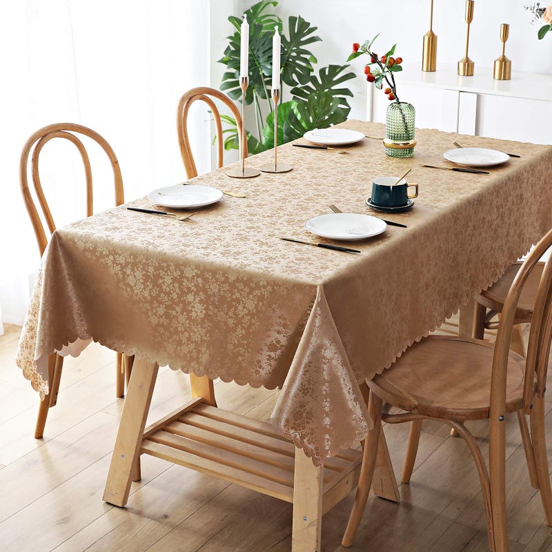 Smiry Rectangle Table Cloth, Waterproof Heavy Duty Vinyl Tablecloths, Wipeable Washable Table Cover for Kitchen and Dining Room (Brown, 54" X 108") - Image 2